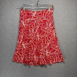 H&M Womens Skirt Size 6‎ Red Pink White Floral Fit & Flare Stretch